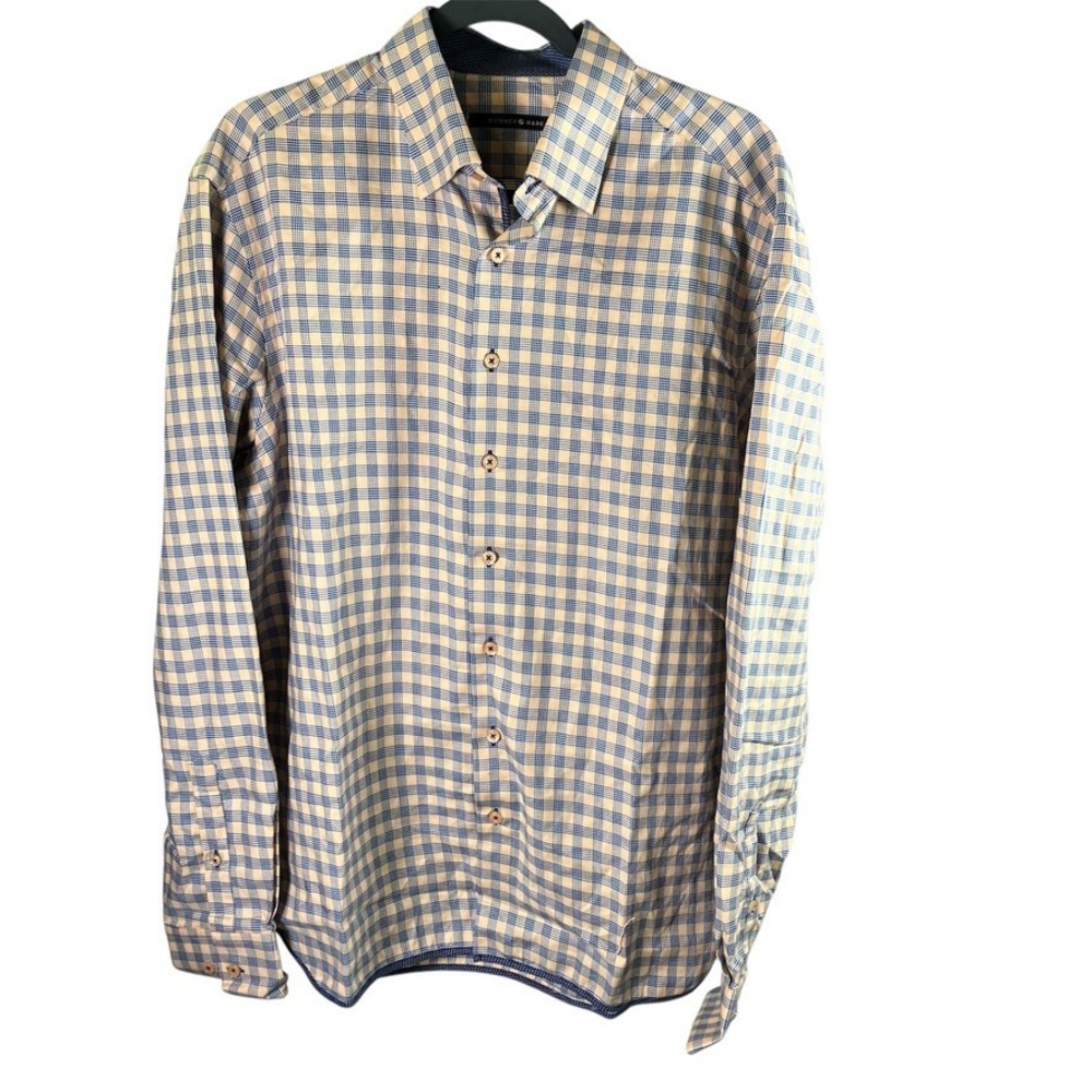 Hammer‎ Made Men's Button Down Shirt Plaid Check Pattern Cotton Casual Large